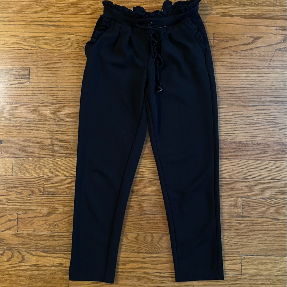 BBJ Los Angeles Black Ruffle Waist Trouser Pants
